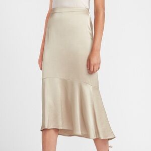 Express Asymmetrical Skirt in Cream Satin